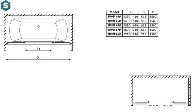 Шторка для ванни Radaway Vesta DWD 140 203140-01