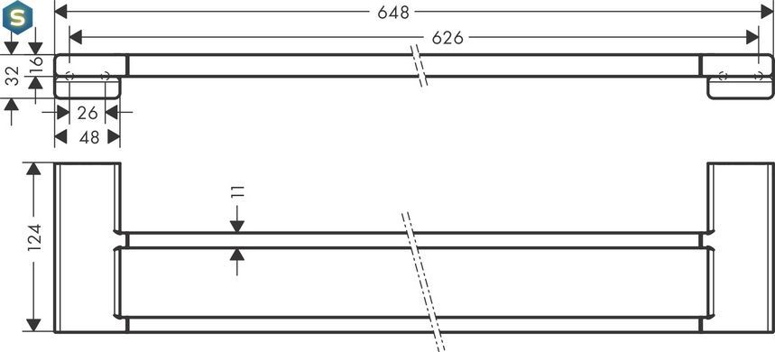Полотенцедержатель Hansgrohe AddStoris двойной 62.6/64.8x12.4 см хром 41743000