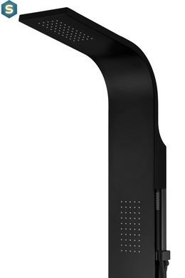 Душевая панель Corsan Alto black с изливом и термостатом A017TBLW, Черный матовый