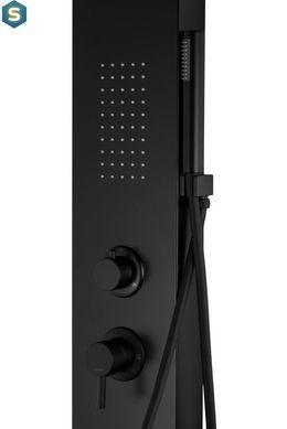 Душевая панель Corsan Alto black с изливом и термостатом A017TBLW, Черный матовый