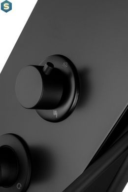 Душевая панель Corsan Alto black с изливом и термостатом A017TBLW, Черный матовый