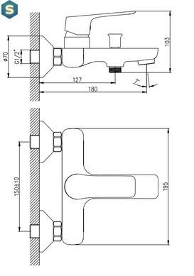 Змішувач для ванни Koller Pool Kvadro Start чорний матовий KS0100B, Черный матовый