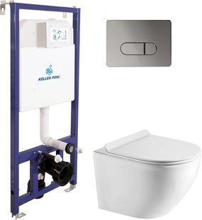 Установка KOLLER POOL Dune 1200SL + панель смыва Orion Cosmo Chrome + подвесной унитаз Round Smart с сиденьем Soft Close дюропласт