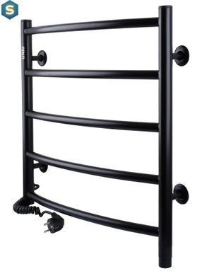Рушникосушка електрична Unio LD EL 500-500-5 BLK Драбинка Дуга, Черный матовый, Ліве, Механічний