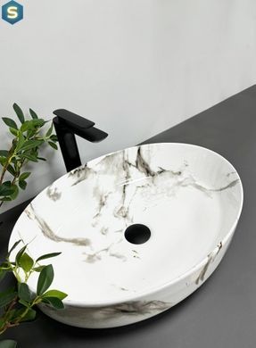 Умывальник (раковина) VBI UDINE CARRARA SHINY GLOSS накладной, Мрамор