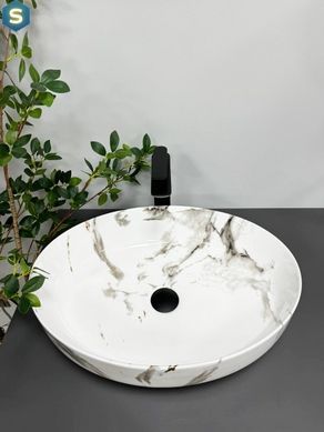 Умывальник (раковина) VBI UDINE CARRARA SHINY GLOSS накладной, Мрамор