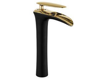 Смеситель для умывальника Mexen Lyra black gold высокий MEX-745310-75, Черный/золото