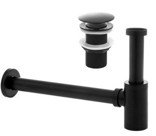 Сифон универсальный для умывальника Yoka black mat click-clack BK.SYPOP-14-BLK, Черный матовый