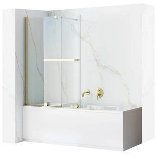 Шторка для ванны Rea Fabian 100 brushed gold раздвижная REA-K6527, Универсальная, прозрачный, золотой