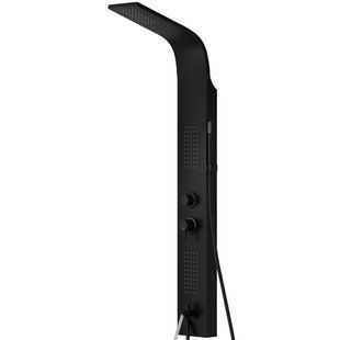 Душевая панель Corsan Alto black с изливом и термостатом A017TBLW, Черный матовый