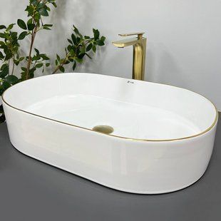 Умивальник (раковина) VBI VERONA 60 WHITE GOLD EDGE накладний, Білий