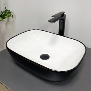 Умывальник VBI Ravenna black white glossy накладний VBI-011226, Чорний/золото