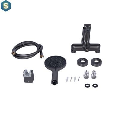 Смеситель для ванны Qtap Vlasta New (c душевым гарнитуром) QTVLA259GMB45643 Gunmetal Black PVD, Шлифованный черный хром