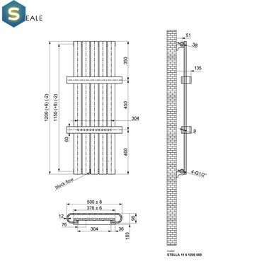 Радіатор з полицями Ideale Stella 11 5/1200/500 антрацит, Антрацит