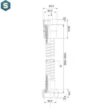 Шланг для душу Imprese SS, що розтягується, з подвійним обплетенням 1200-1500 мм anti-twist black matt f03600110SA, Черный матовый