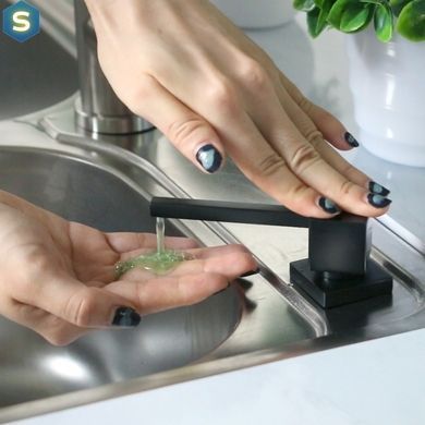 Дозатор для кухонной мойки черный врезной Nett DTB-300 + трубка, Черный/золото
