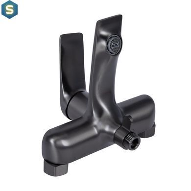 Смеситель для ванны Qtap Vlasta New (c душевым гарнитуром) QTVLA259GMB45643 Gunmetal Black PVD, Шлифованный черный хром