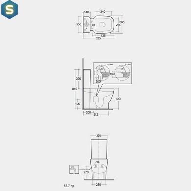Чаша напольного унитаза RAK Ceramics One EL11AWHA, Белый