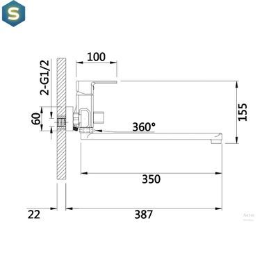 Смеситель для ванны Lidz Dozorca 005 с поворотным изливом (c душевым гарнитуром) (k35) LDDOZ005CRM45405 Chrome, Хром