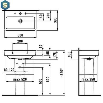 Умивальник Laufen Pro 60x38 H8189590001041, Білий