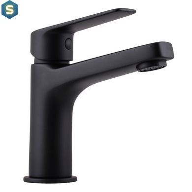 Смеситель для умывальника Topaz Capri TCA-15207-H44-BL картридж D25, H=140, шланги 45см, Черный матовый