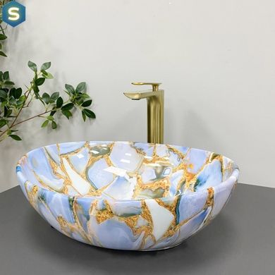 Умивальник (раковина) VBI PARMA MARBLE BLUE накладний, узор