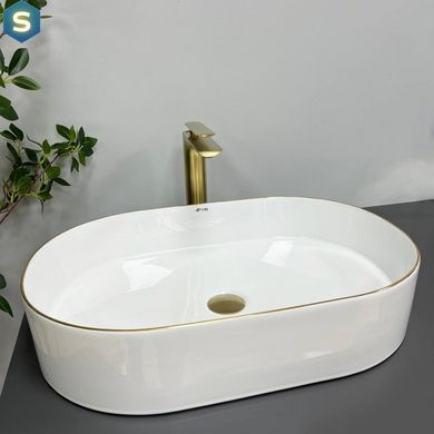 Умивальник (раковина) VBI VERONA 60 WHITE GOLD EDGE накладний, Білий