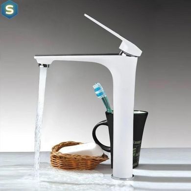 Смеситель для умывальника Frap F1052-54 высокий, белый/хром, Хром