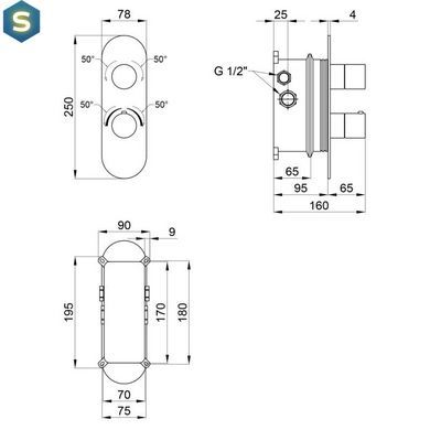 Термостат скрытого монтажа Qtap Votice 65T105OGC, Хром