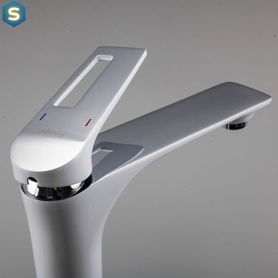 Смеситель для умывальника Frap F1052-54 высокий, белый/хром, Хром