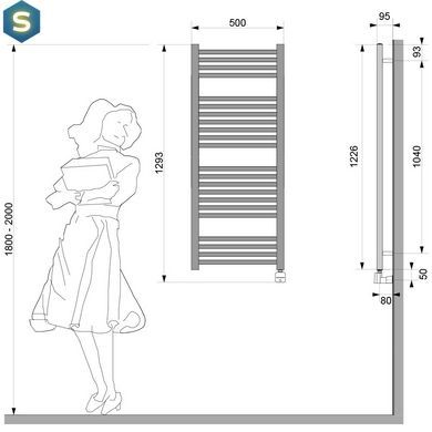 Рушникосушка електрична Zehnder Virando NEX 1226 x 500 мм чорна з прихованим підключенням (AB-120-050-9017-NEX-HID), Черный матовый, Праве, Електронний