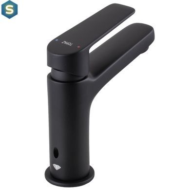 Смеситель для умывальника Topaz Capri TCA-15207-H44-BL картридж D25, H=140, шланги 45см, Черный матовый