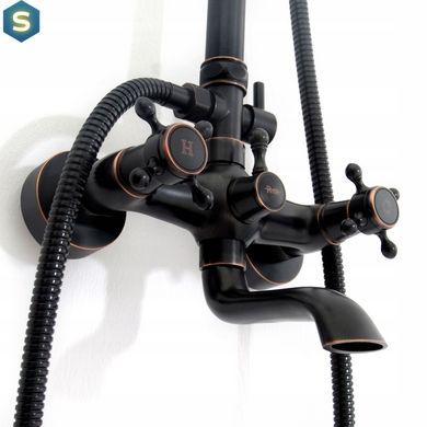 Душевая система Rea Retro Old black черный REA-P2366, Черный/золото