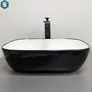 Умывальник VBI Ravenna black white glossy накладной VBI-011226, Черный/золото