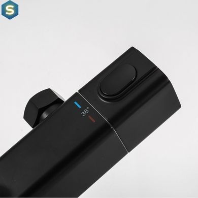Душова система з термостатом Gappo G2491-6, вилив - перемикач на лійку, чорний, Черный матовый