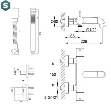 Термостат для ванни Kohlman Axel chrome настінний KPL-QW710A, Хром