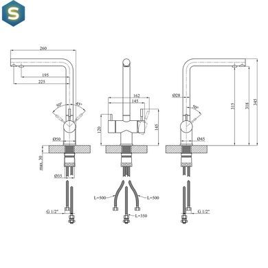 Смеситель для кухни с подключением к фильтру Kroner KRP Edelstahl Klassisch - ESG03811 CV027932, Нержавеющая сталь