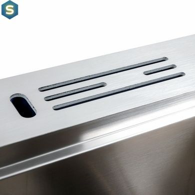 Кухонная мойка Platinum Handmade 50x50 нержавейка с подставкой для ножей + сифон, дозатор и корзинка, Нержавеющая сталь
