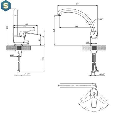 Смеситель для кухни Kroner KRM Odra - B035 CV021075, Черный матовый