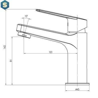 Смеситель для умывальника Topaz Capri TCA-15207-H44-BL картридж D25, H=140, шланги 45см, Черный матовый
