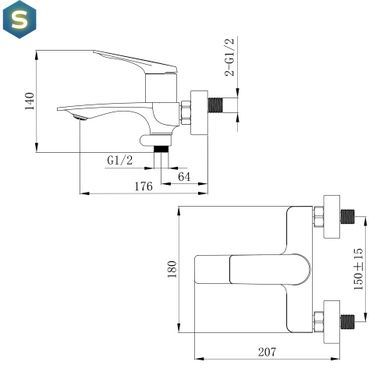 Смеситель для ванны Qtap Vlasta New (c душевым гарнитуром) QTVLA259GMB45643 Gunmetal Black PVD, Шлифованный черный хром