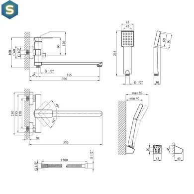 Смеситель для ванной Kroner KRM Ems - C070 CV017358, Хром