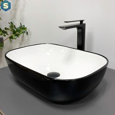 Умывальник VBI Ravenna black white glossy накладной VBI-011226, Черный/золото