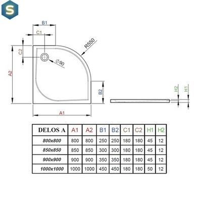 Душовий піддон Radaway Delos A 85x85 SDA8585-01