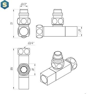 Кран кутовий Luxon для рушникосушки 1/2"-3/4" Кватро (LX-851) 71401060
