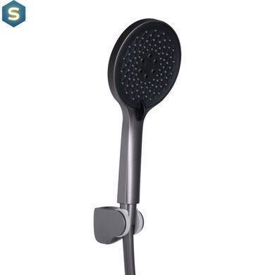Смеситель для ванны Qtap Vlasta New (c душевым гарнитуром) QTVLA259GMB45643 Gunmetal Black PVD, Шлифованный черный хром