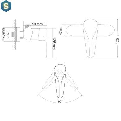 Смеситель для душа RJ Tulip хром RBZ081-5, Хром