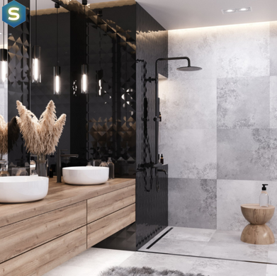 Душевая система Corsan Lugo black с термостатом CMN01TBL, Черный матовый