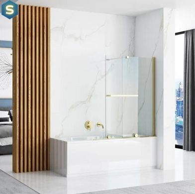 Шторка для ванни Rea Fabian 100 brushed gold розсувна REA-K6527, Універсальна, прозорий, золотий