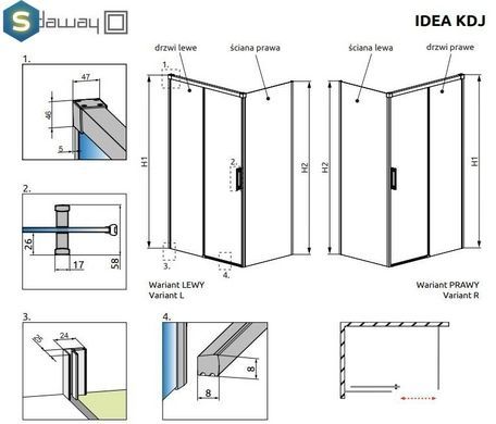 Душевая кабина Radaway Idea KDJ 130Lx90R 387043-54-01L+387050-54-01R